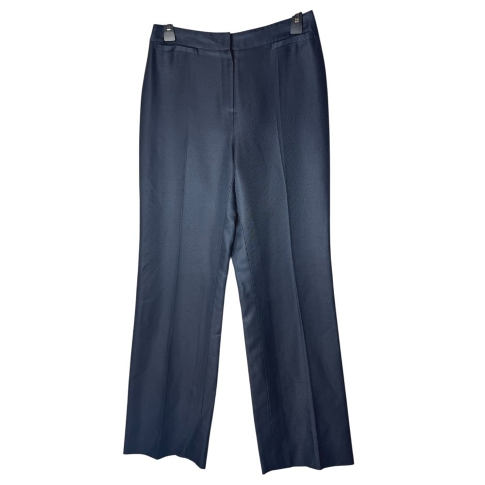 Oscar de la Renta Pants Women 8‎ Navy Blue Silk Blend Luxury Career Trousers